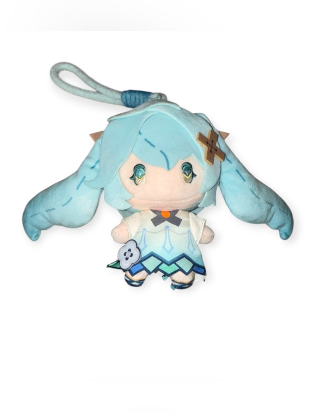 Blue Plush Character Keychain - Cute Aqua Doll